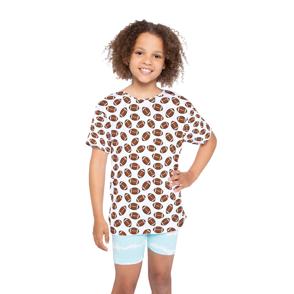 Kids Football Print Jersey - All-Over Pattern Athletic Tee