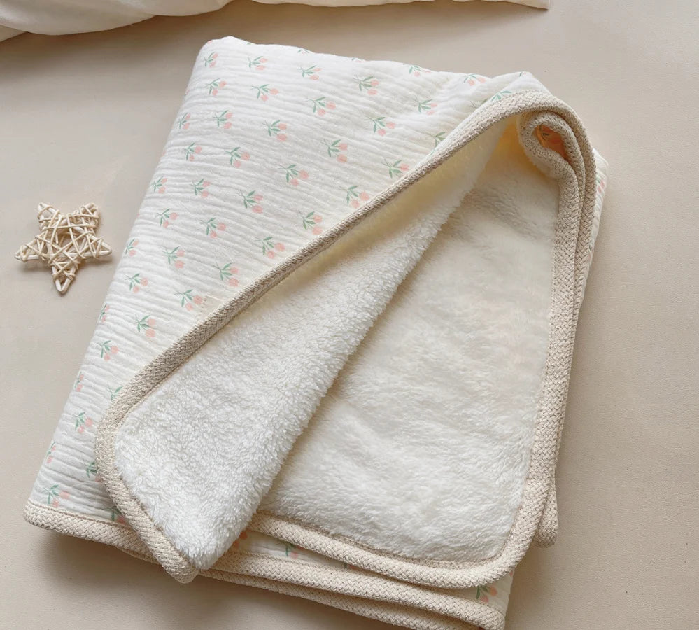 Muslin Baby Blanket Newborn Infant Swaddles Wrap Blankets Winter Fleece Thermal Crib Stroller Sleep Cover Soft Throw Blankets