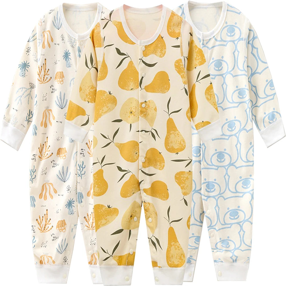 3PCS Baby Girl Clothes Set Cotton Newborn Unisex Baby Boy Clothes Cartoon Active Pajamas One-Pieces Print Autumn Ropa Bebe
