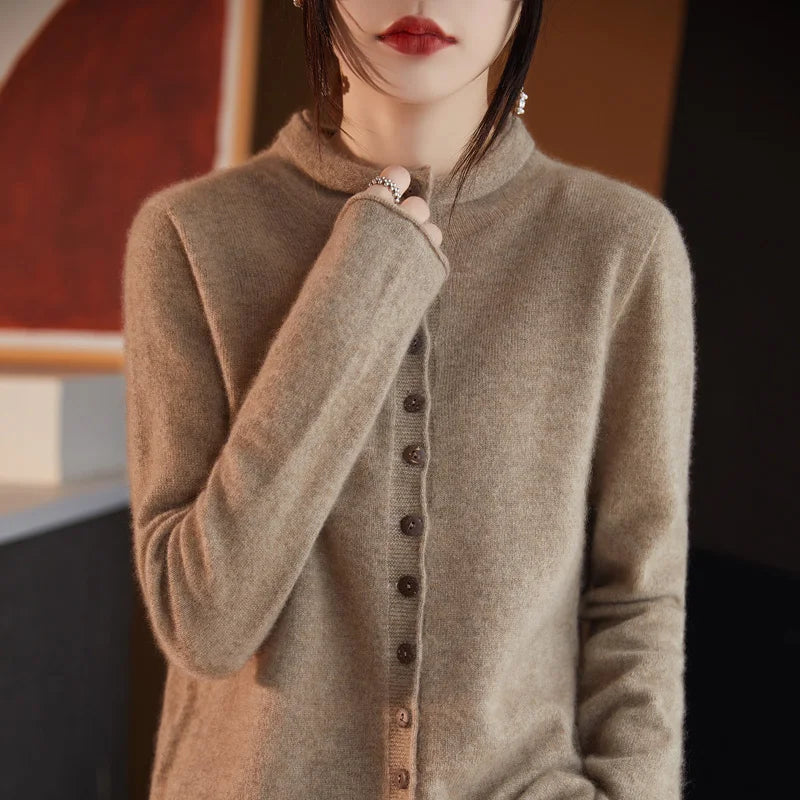Wool Button-Up Knitted Cardigan