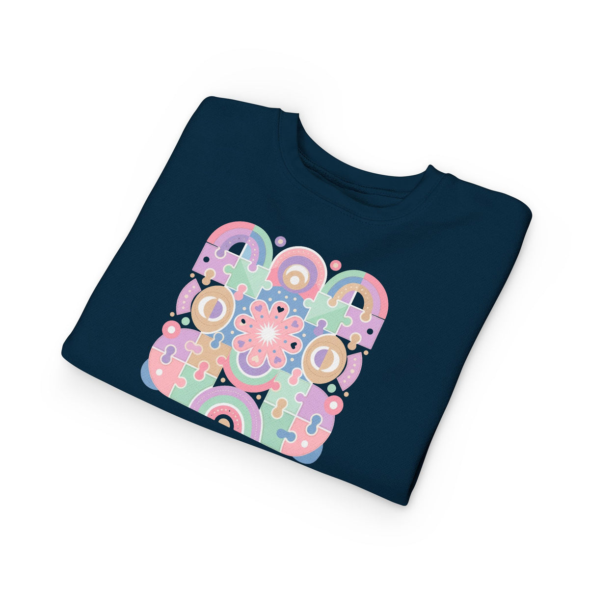 Toddler Sweatshirt — Pastel Retro Geometric Flower Crewneck