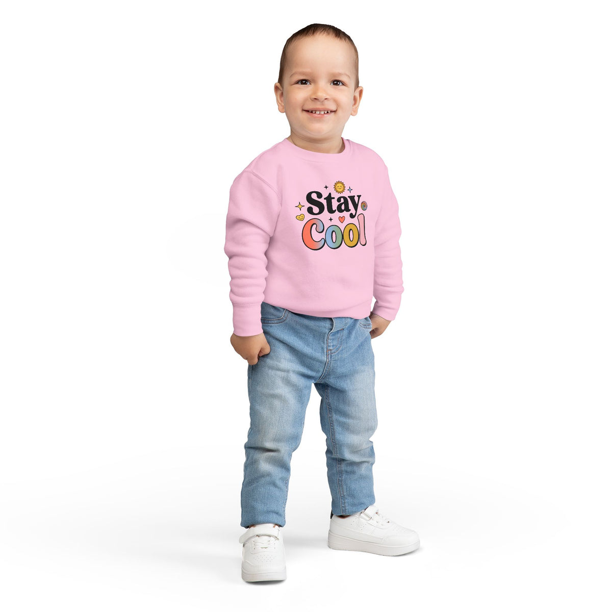 Toddler Sweatshirt — Pastel Retro Geometric Flower Crewneck