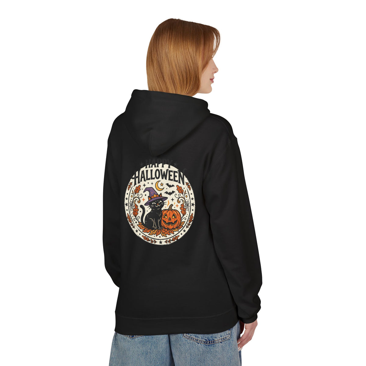 Spooky Season Pumpkin & Black Cat Hoodie