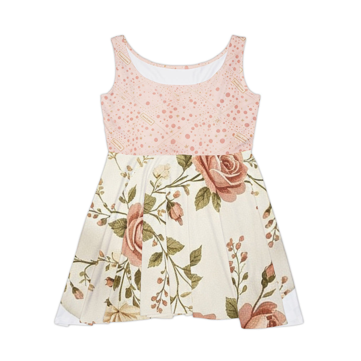 Vintage Rose Skater Dress — Pink Floral AOP Women’s Dress