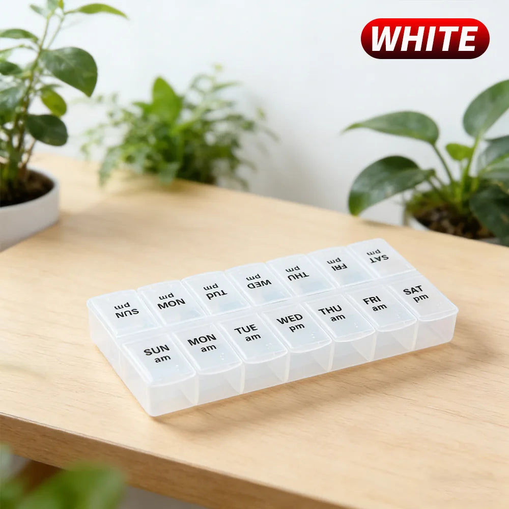 14 Compartments Independent Pill Case Portable Medicine Box Home Office Travel Accessories