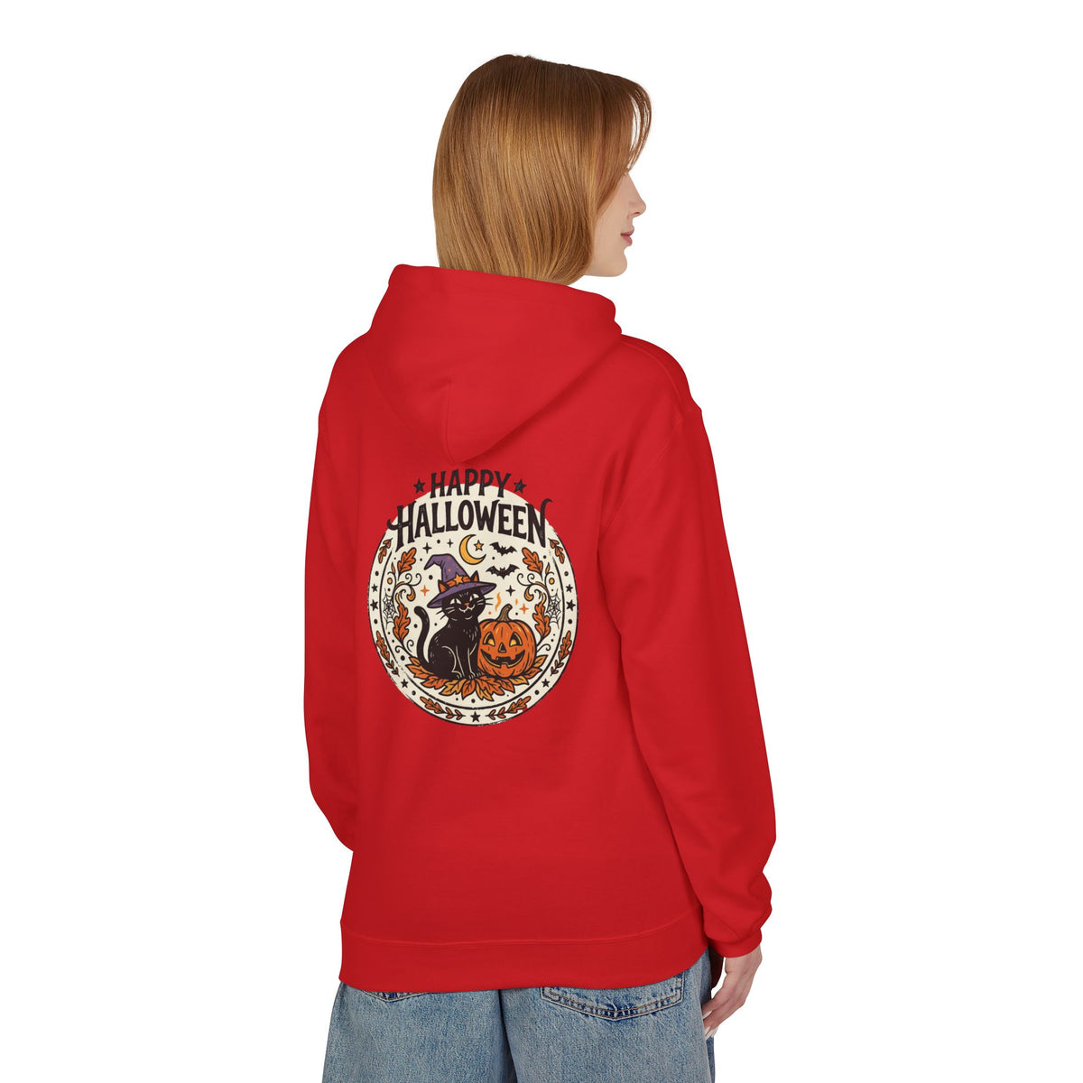 Spooky Season Pumpkin & Black Cat Hoodie