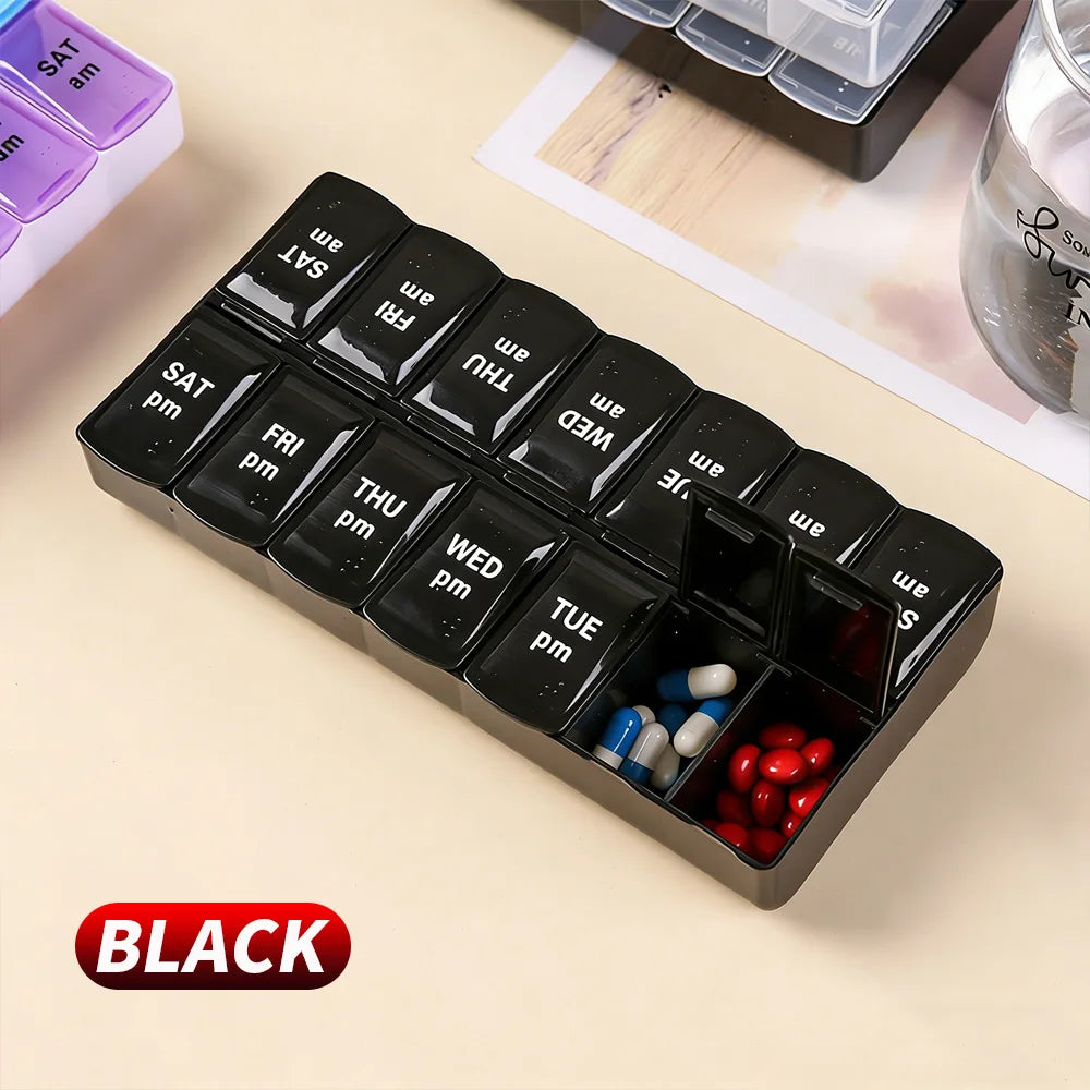 14 Compartments Independent Pill Case Portable Medicine Box Home Office Travel Accessories