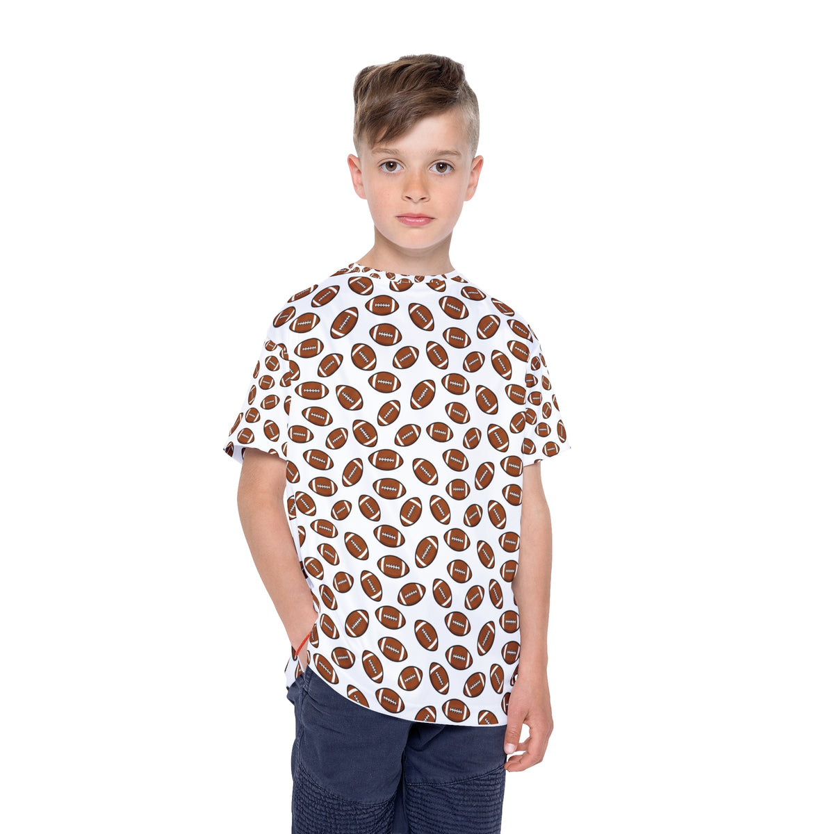 Kids Football Print Jersey - All-Over Pattern Athletic Tee