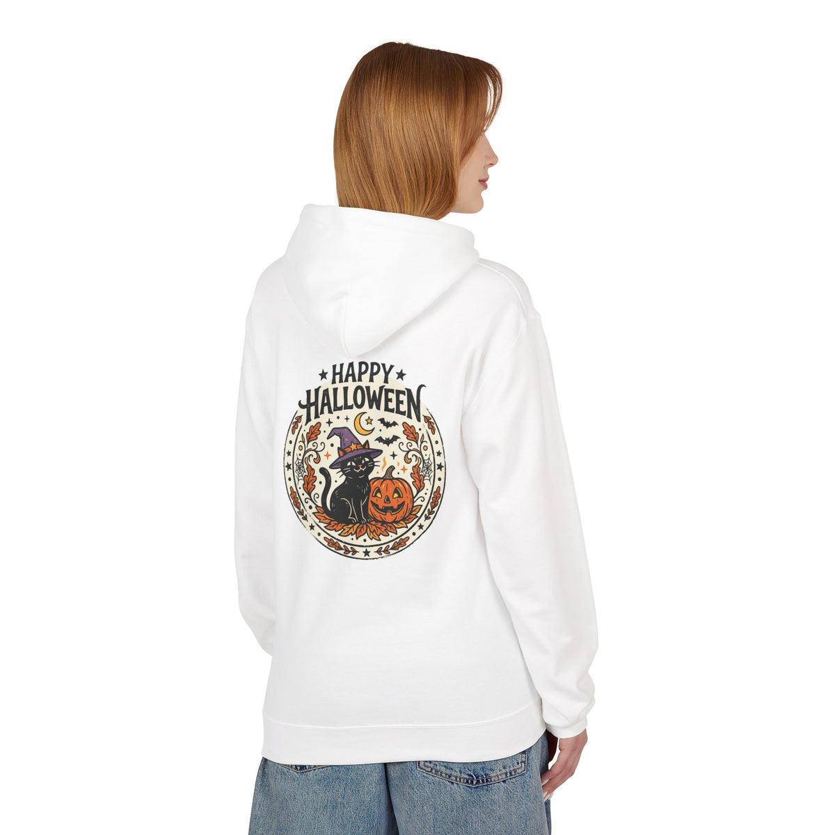Spooky Season Pumpkin & Black Cat Hoodie