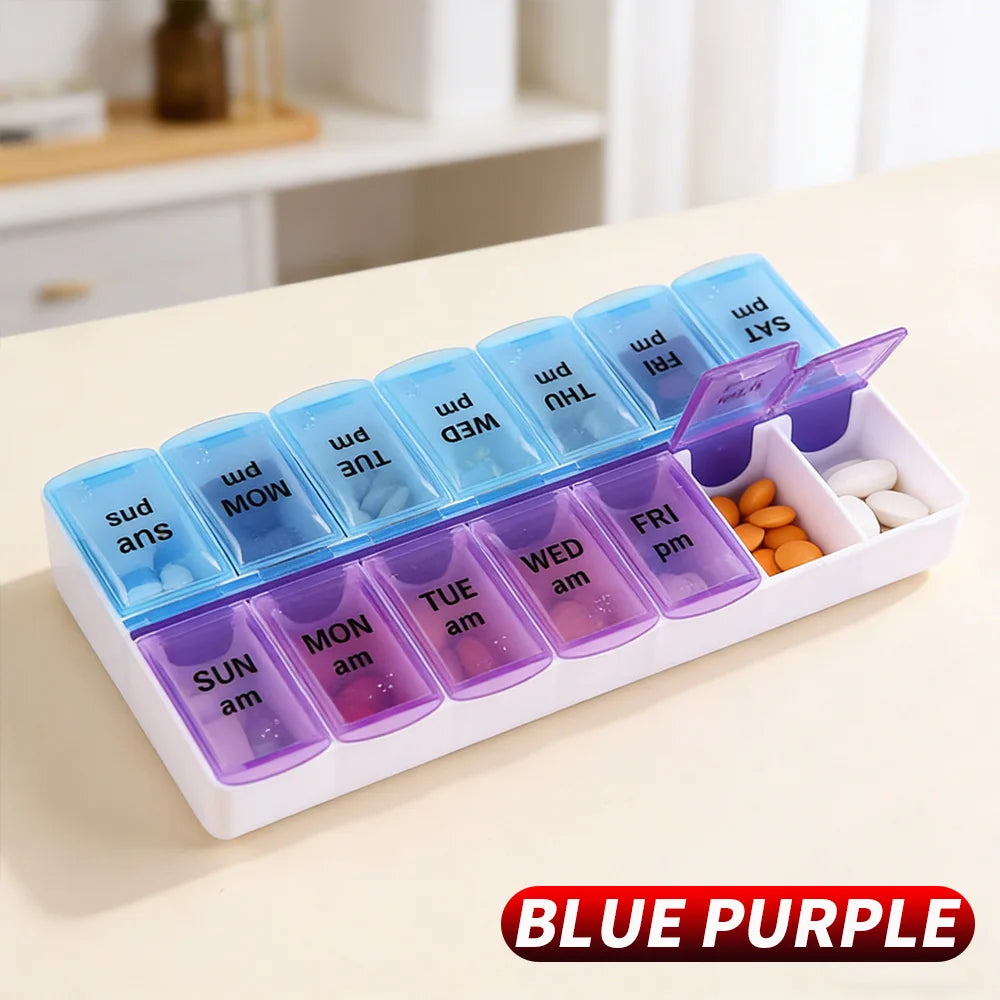 14 Compartments Independent Pill Case Portable Medicine Box Home Office Travel Accessories