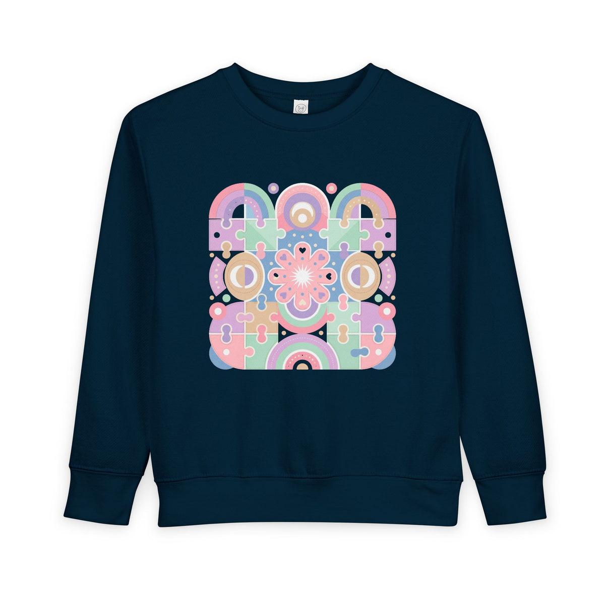 Toddler Sweatshirt — Pastel Retro Geometric Flower Crewneck