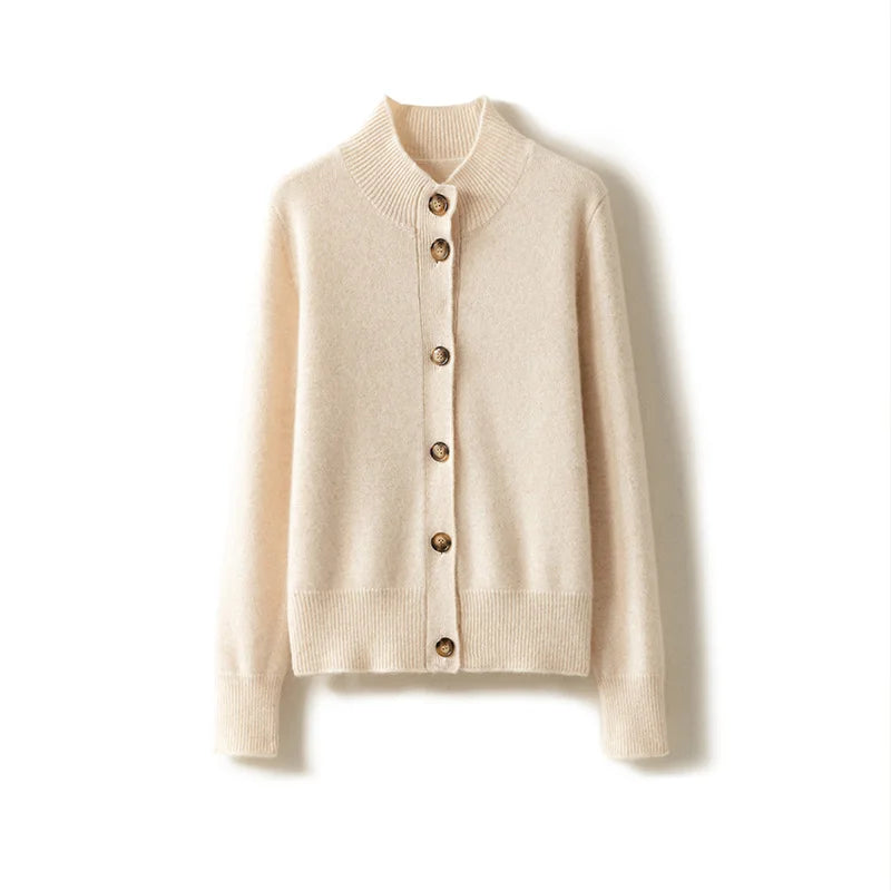 Pure Wool Half-Neck Cardigan