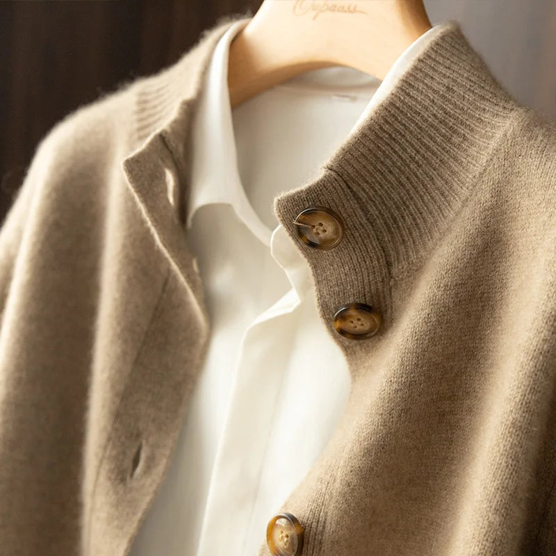 Pure Wool Half-Neck Cardigan