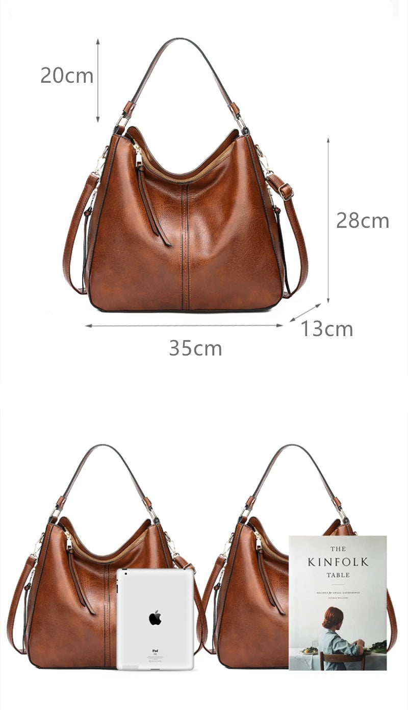Vintage Faux Leather Hobo Shoulder Bag