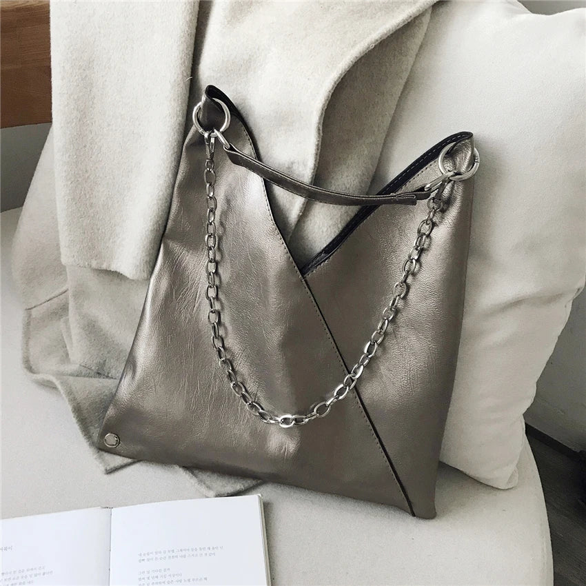 Rivet Chain Hobo Shoulder Bag