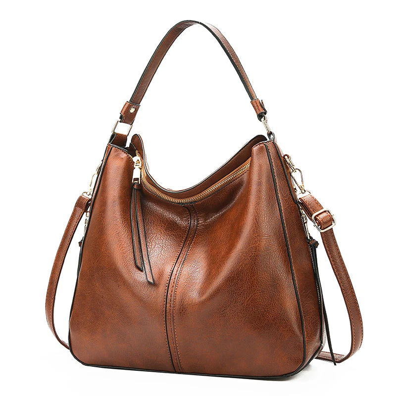 Vintage Faux Leather Hobo Shoulder Bag