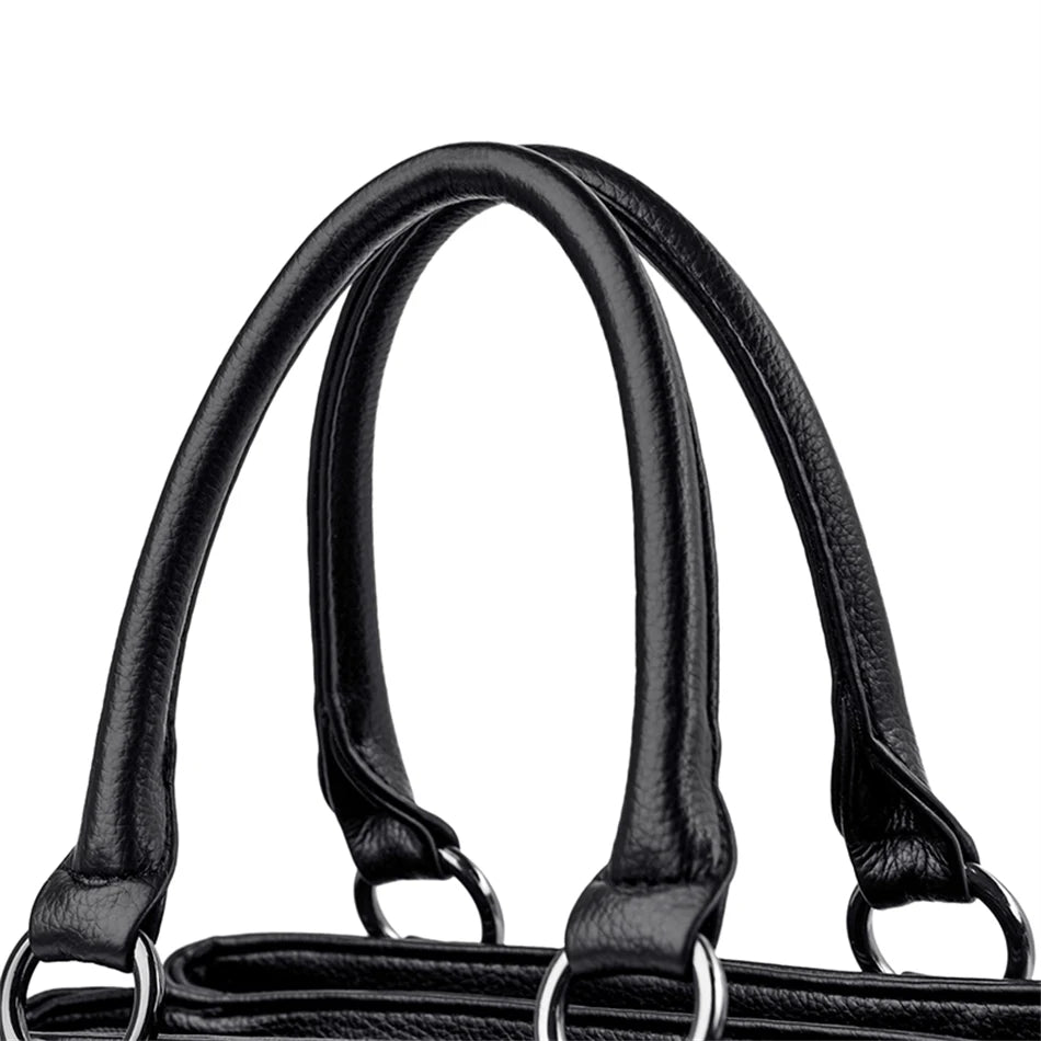 High Quality Leather Handbags Purse Luxury 3 Layers Women Shoulder Croosbody Tote Large Capacity Top-handle Female Ruched Sac
