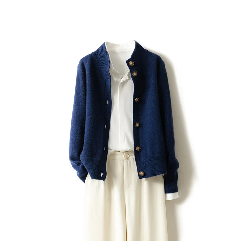 Pure Wool Half-Neck Cardigan