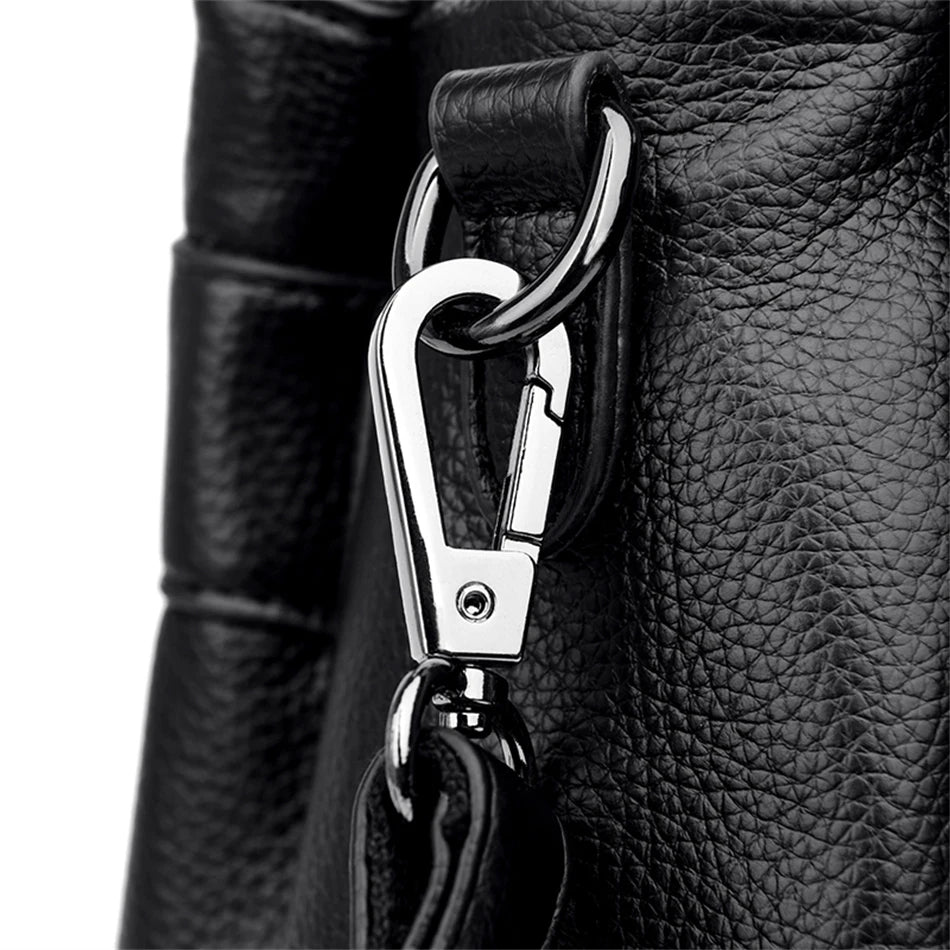 High Quality Leather Handbags Purse Luxury 3 Layers Women Shoulder Croosbody Tote Large Capacity Top-handle Female Ruched Sac