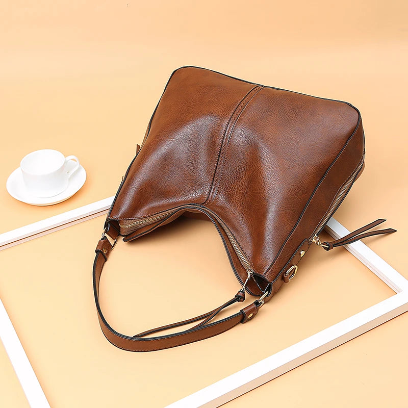 Vintage Faux Leather Hobo Shoulder Bag