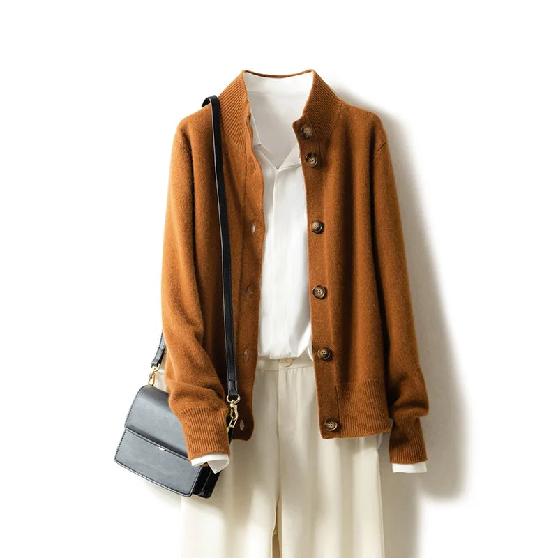 Pure Wool Half-Neck Cardigan