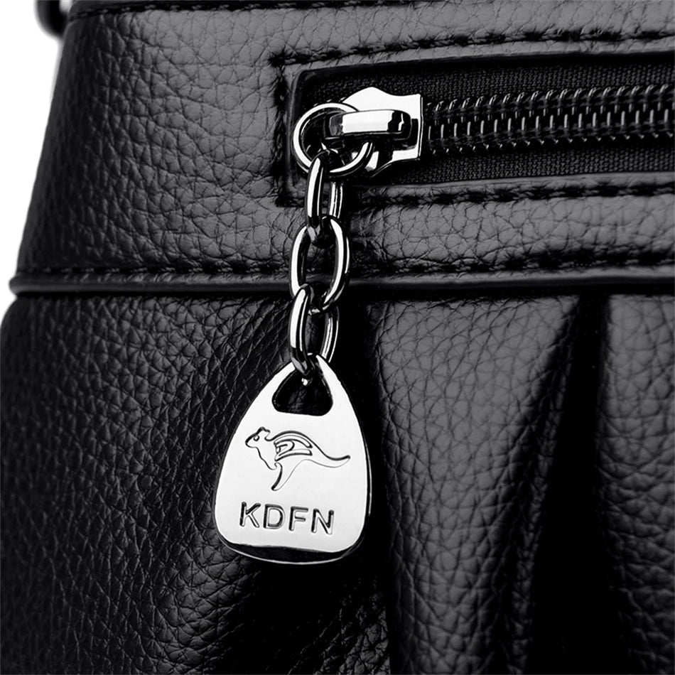 High Quality Leather Handbags Purse Luxury 3 Layers Women Shoulder Croosbody Tote Large Capacity Top-handle Female Ruched Sac