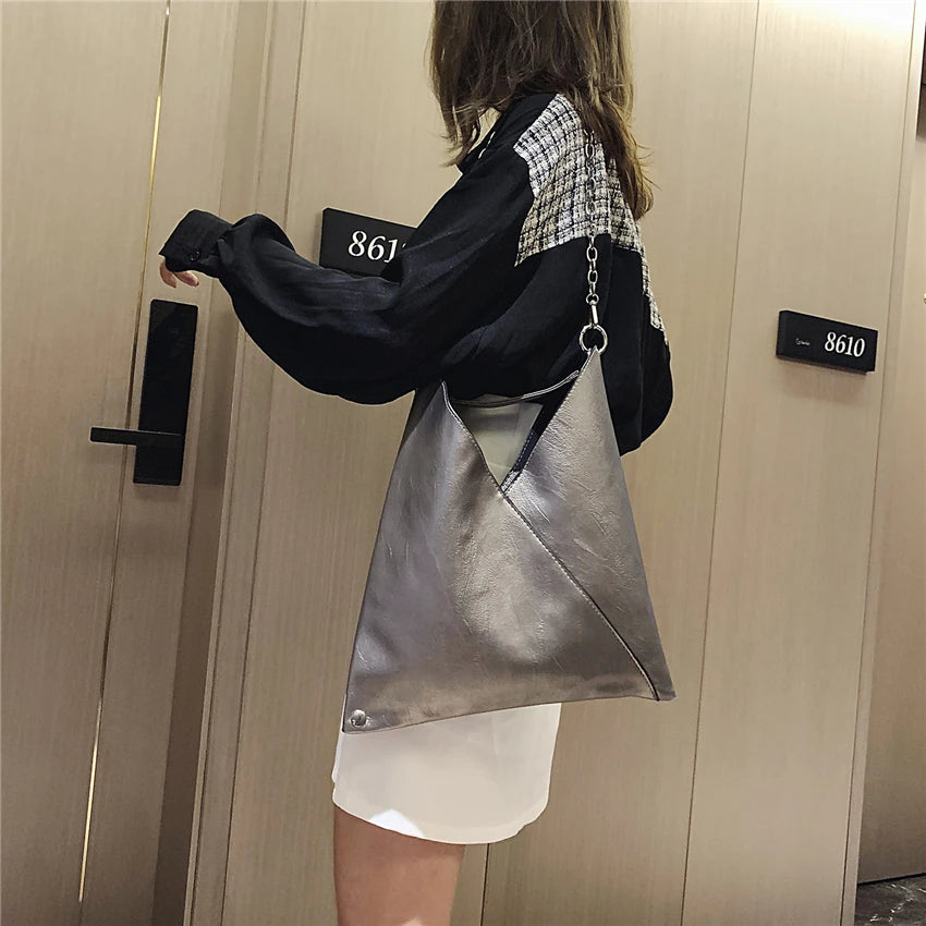 Rivet Chain Hobo Shoulder Bag