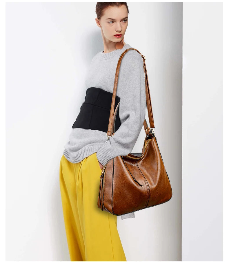 Vintage Faux Leather Hobo Shoulder Bag