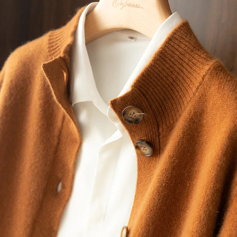 Pure Wool Half-Neck Cardigan