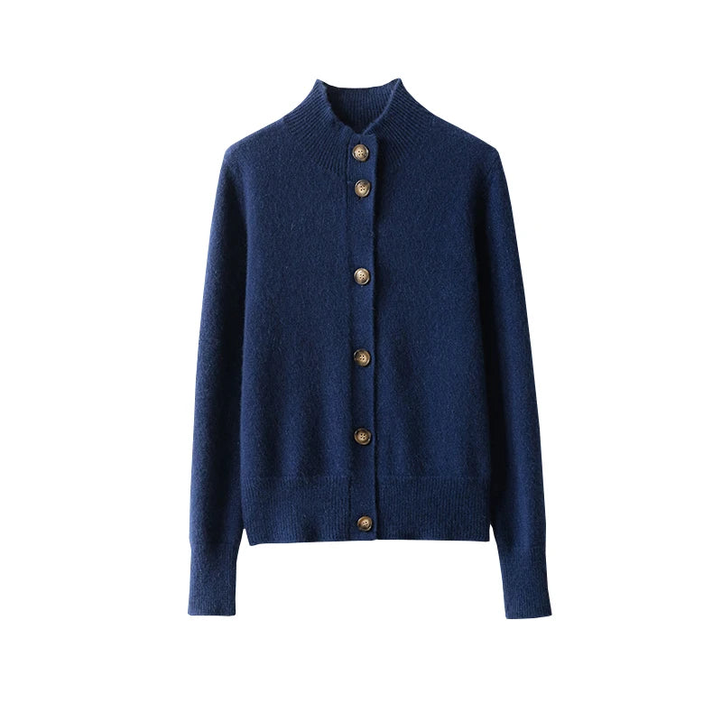 Pure Wool Half-Neck Cardigan