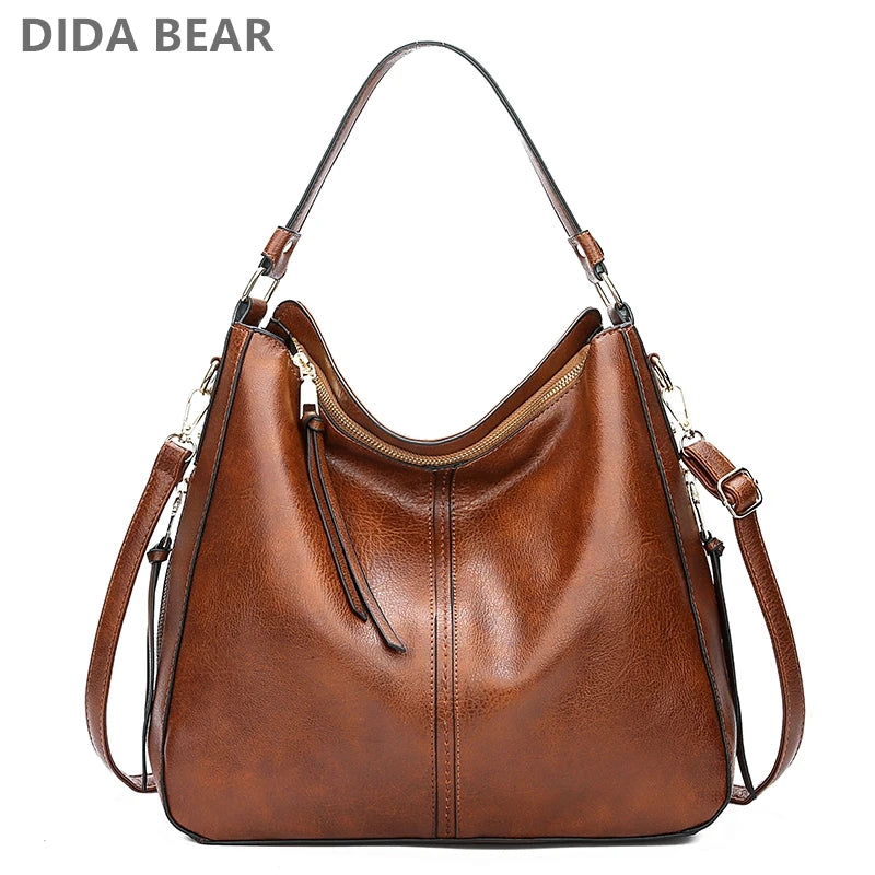 Vintage Faux Leather Hobo Shoulder Bag