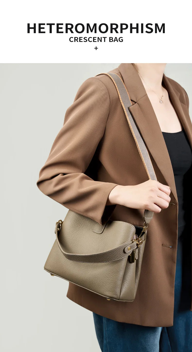 YANATARI Genuine Leather Woman Bag Shoulder Bag Handbags Crossbody Bag Luxury Designer Minimalism Bag Cattle Leather Grey