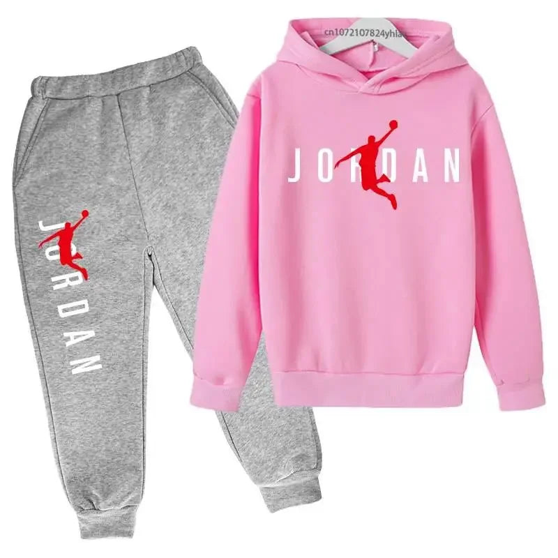 Children Spring  Autumn Hoodie Pants  Kid Casual Pullover basketball Two Piece Suit  Coat Boys And Girls Outdoor Sports Set