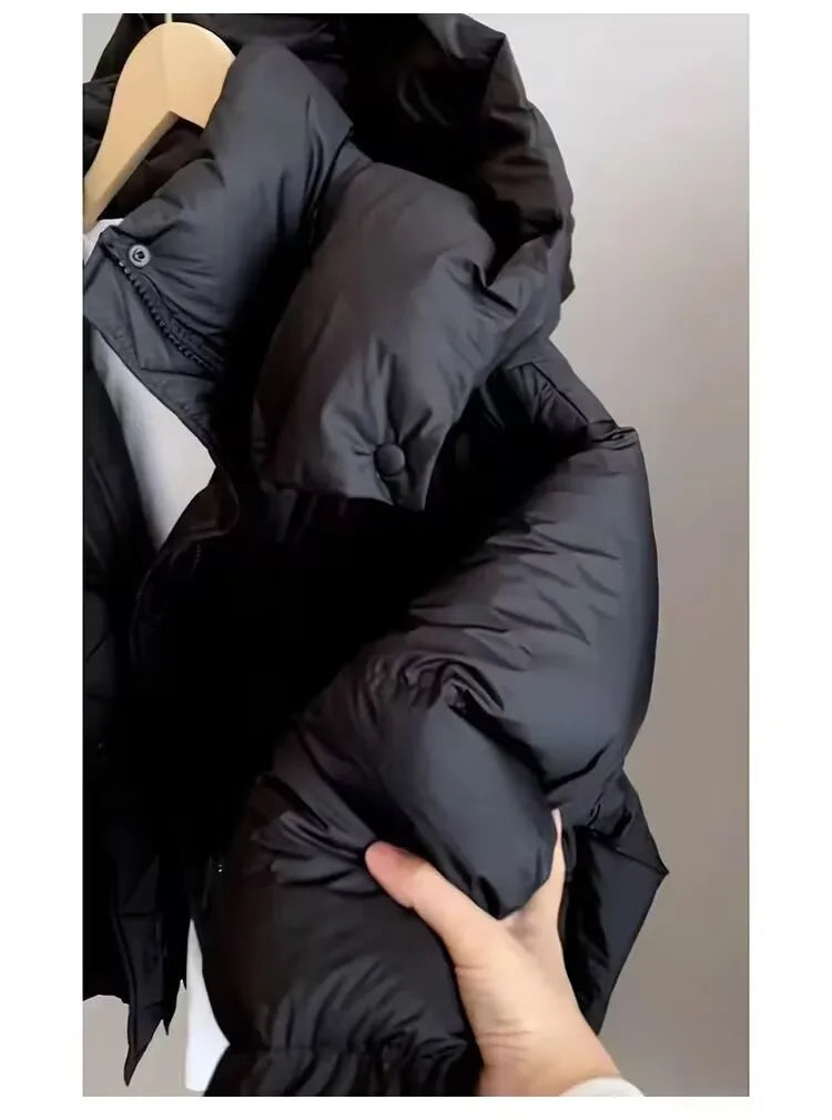 New Winter  Puffer Jacket Women Fashion Hooded Down Cotton Overcoat Female Loose Casual Warm Parkas Outerwear