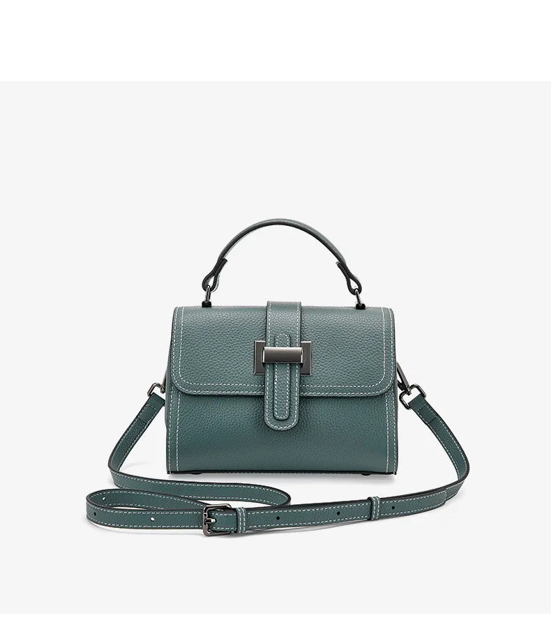 Casual Women Bags Genuine Leather Messenger Bag Cow Leather All-match Single Shoulder Hand-held Square Handbag High Quality