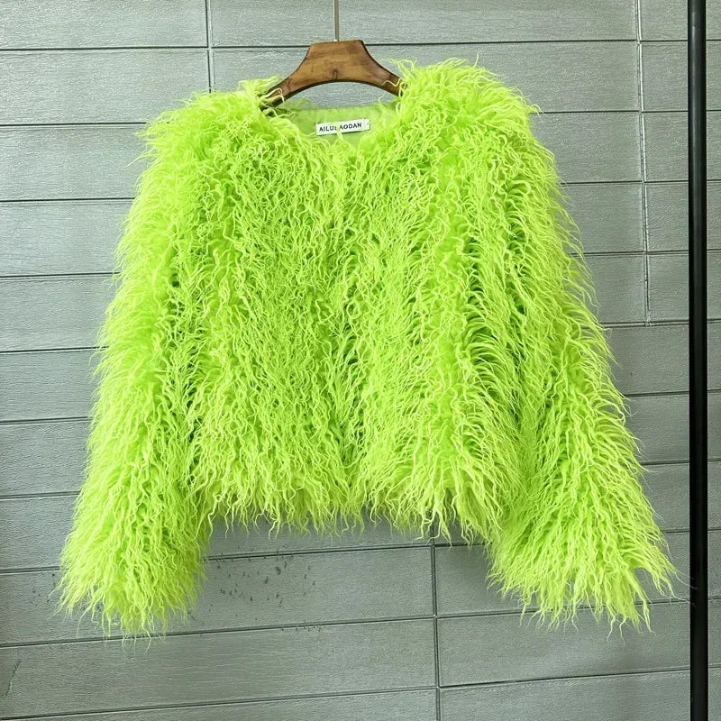 Button-Front Faux-Fur Jacket
