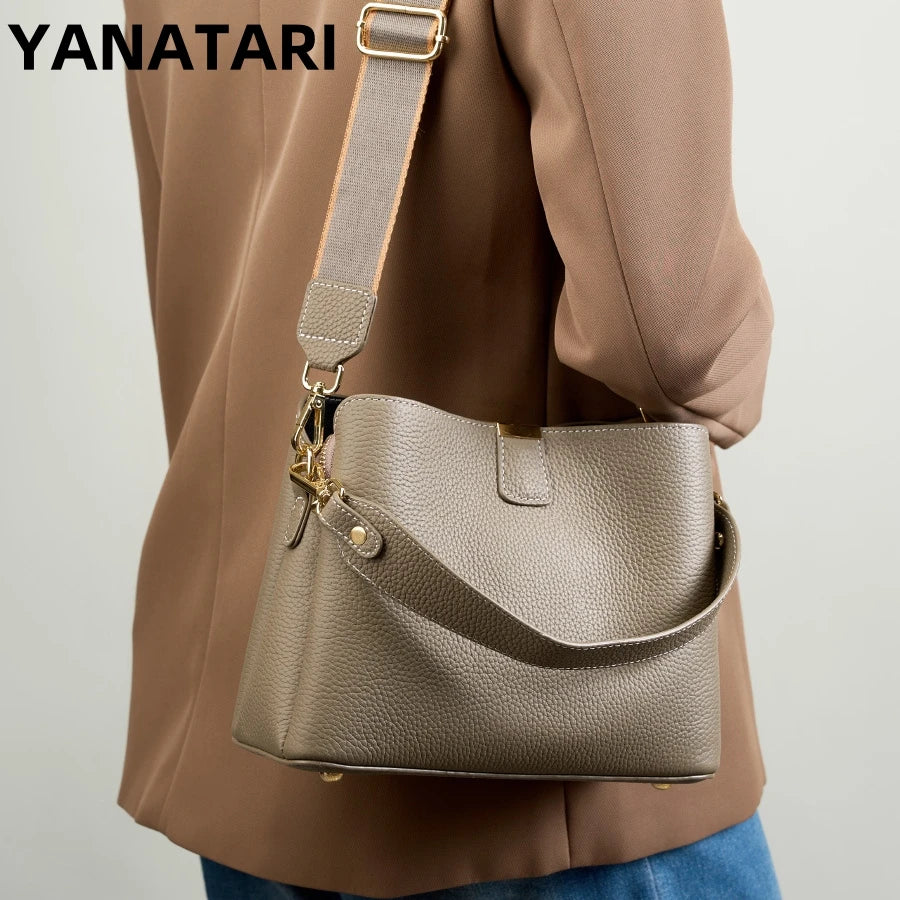 YANATARI Genuine Leather Woman Bag Shoulder Bag Handbags Crossbody Bag Luxury Designer Minimalism Bag Cattle Leather Grey