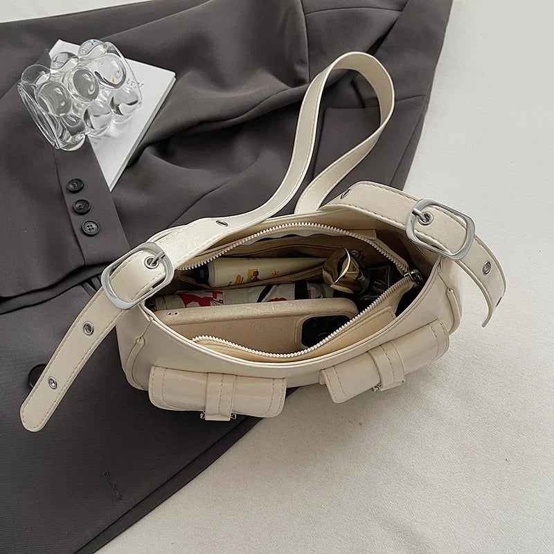 Ladies Shoulder Crossbody Bags PU Leather Women Underarm Bags Solid Color Small Top-handle Bags Purse Female Daily Handbags
