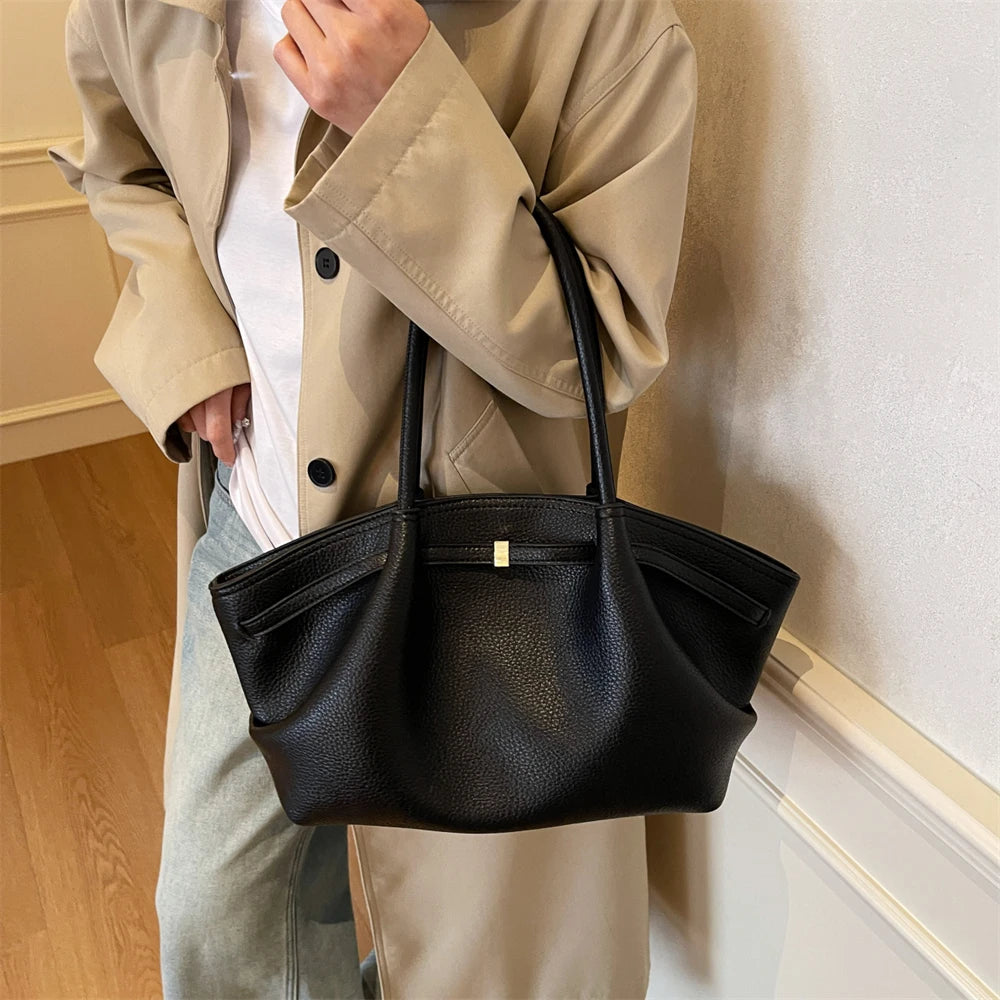 MOODS Lychee Pattern Underarm Shoulder Bags For Women Soft PU Leather Large Capacity Mini Tote Bag 2025 Luxury Designer Handbags