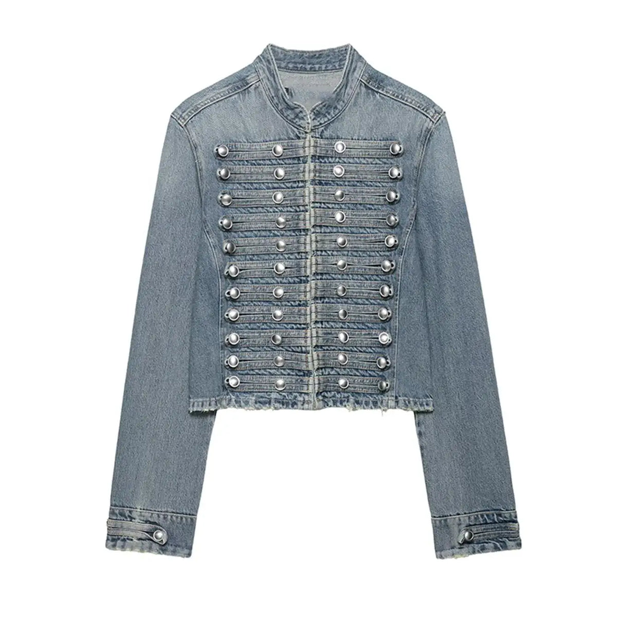 New Vintage Denim Jacket For Women Solid Round Neck Slim Fit Short Jackets 2026 Spring Lady Daily High Street Outerwears