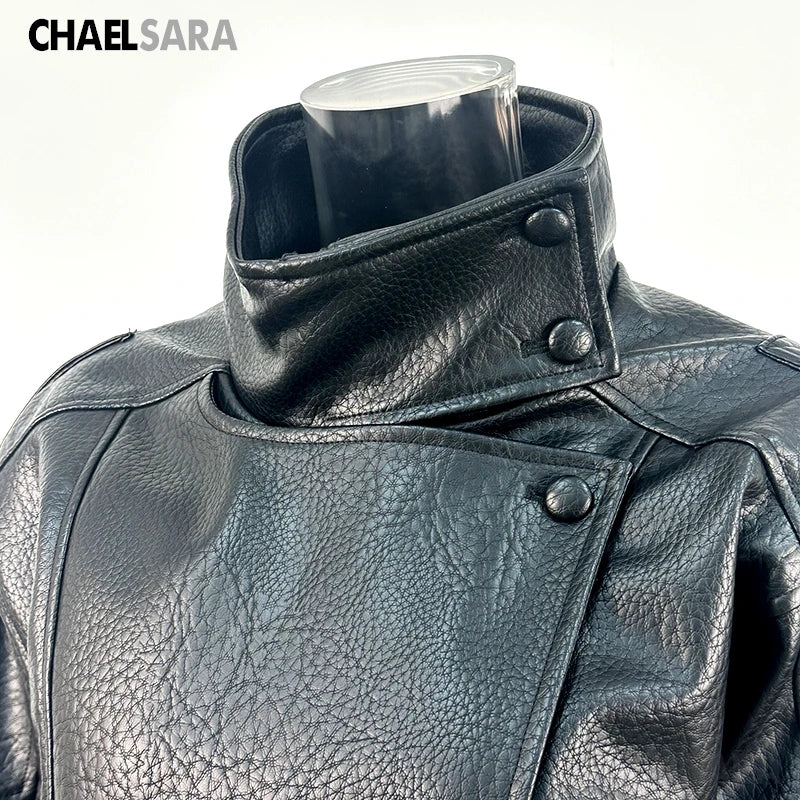 2026 Autumn Winter New High Quality Fashion Black Women Faux Leather Jacket Coat Casual Loose Pockets Biker Outerwear Female