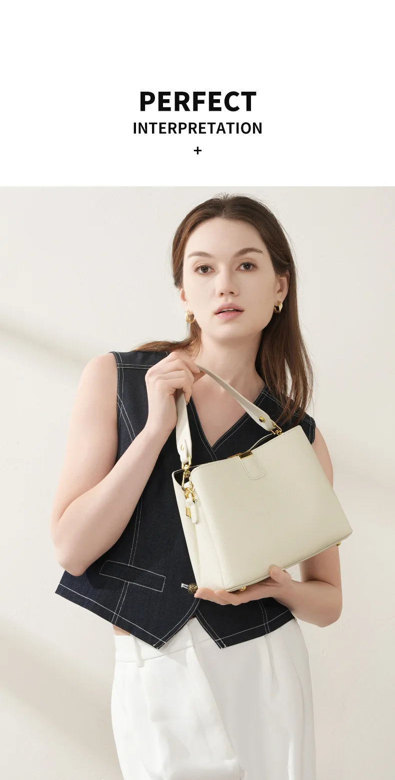 YANATARI Genuine Leather Woman Bag Shoulder Bag Handbags Crossbody Bag Luxury Designer Minimalism Bag Cattle Leather Grey