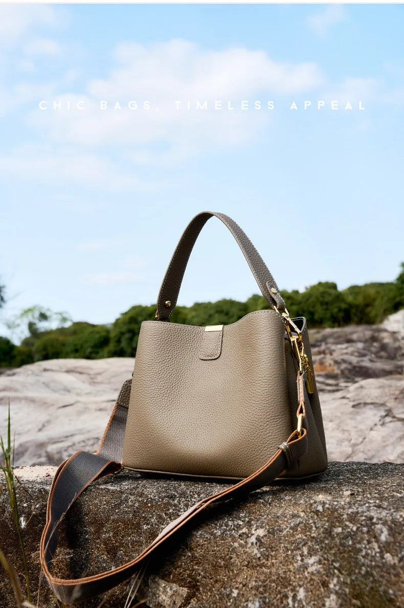 YANATARI Genuine Leather Woman Bag Shoulder Bag Handbags Crossbody Bag Luxury Designer Minimalism Bag Cattle Leather Grey
