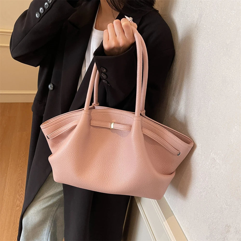 MOODS Lychee Pattern Underarm Shoulder Bags For Women Soft PU Leather Large Capacity Mini Tote Bag 2025 Luxury Designer Handbags