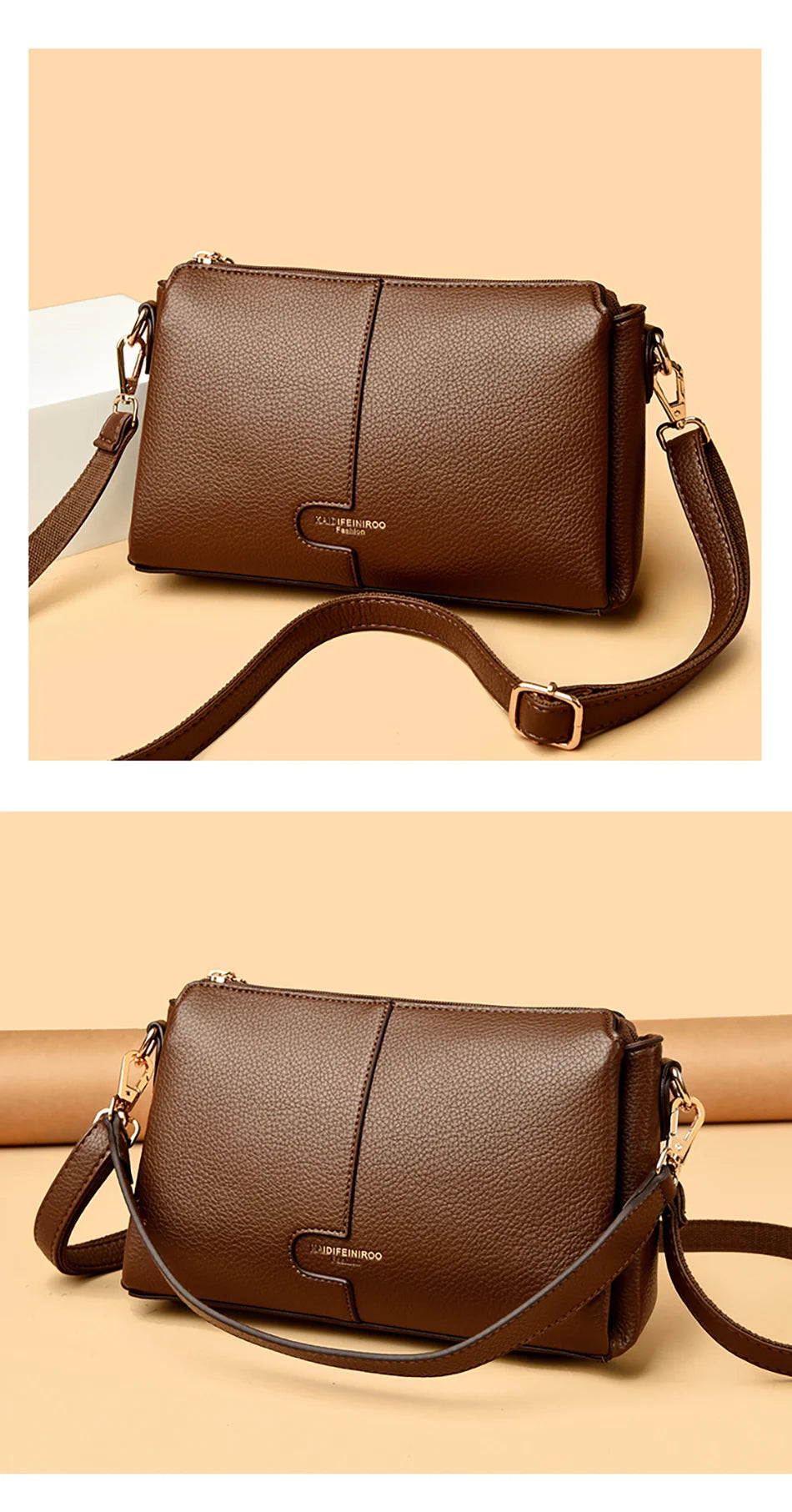 Three-Compartment Tassel Bucket Bag
