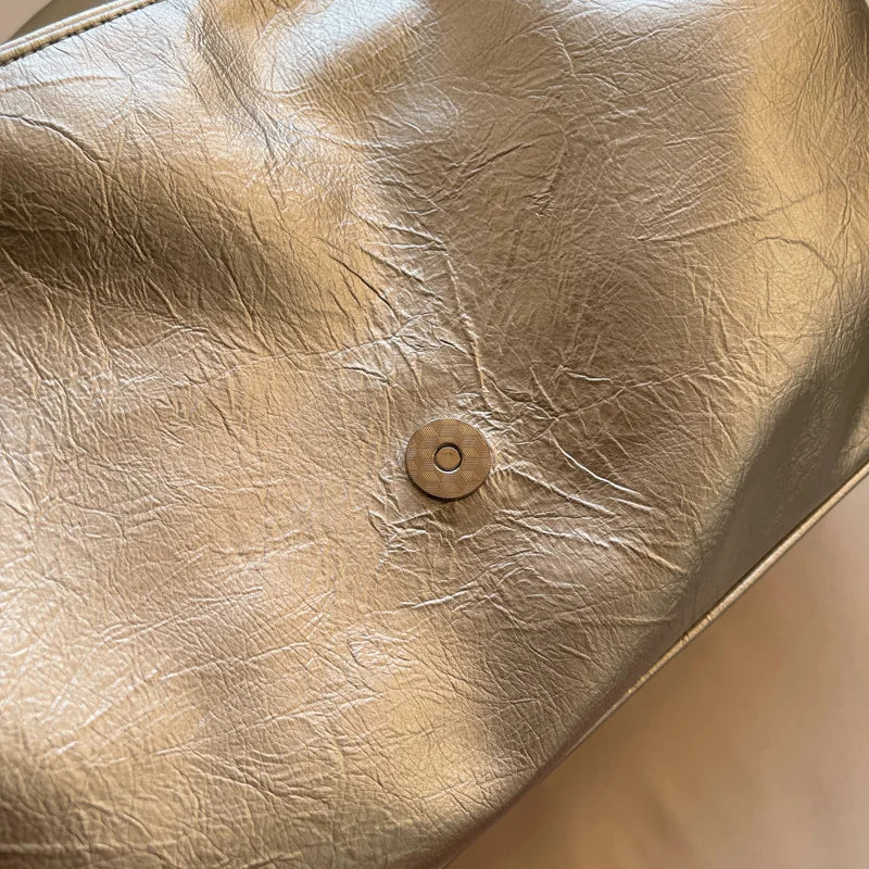 Ladies Handbag Women Fashion Bags Brand Designer Silver Shoulder Bag Large Capacity Female Bag Soft Leather Underarm Bag Totes