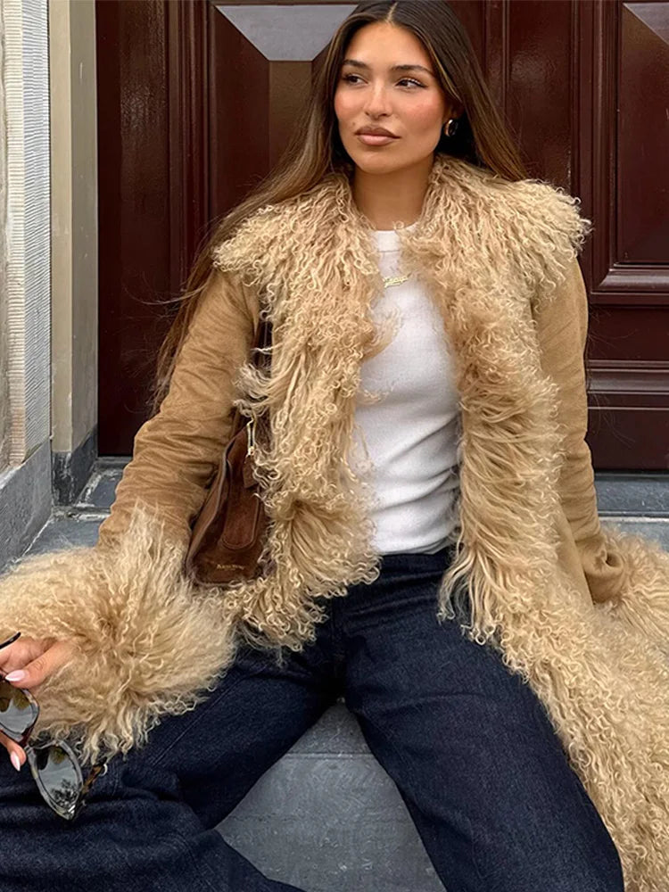 Faux-Fur Patchwork Long Coat