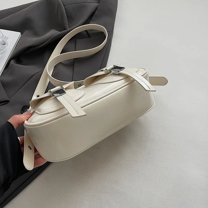 Ladies Shoulder Crossbody Bags PU Leather Women Underarm Bags Solid Color Small Top-handle Bags Purse Female Daily Handbags