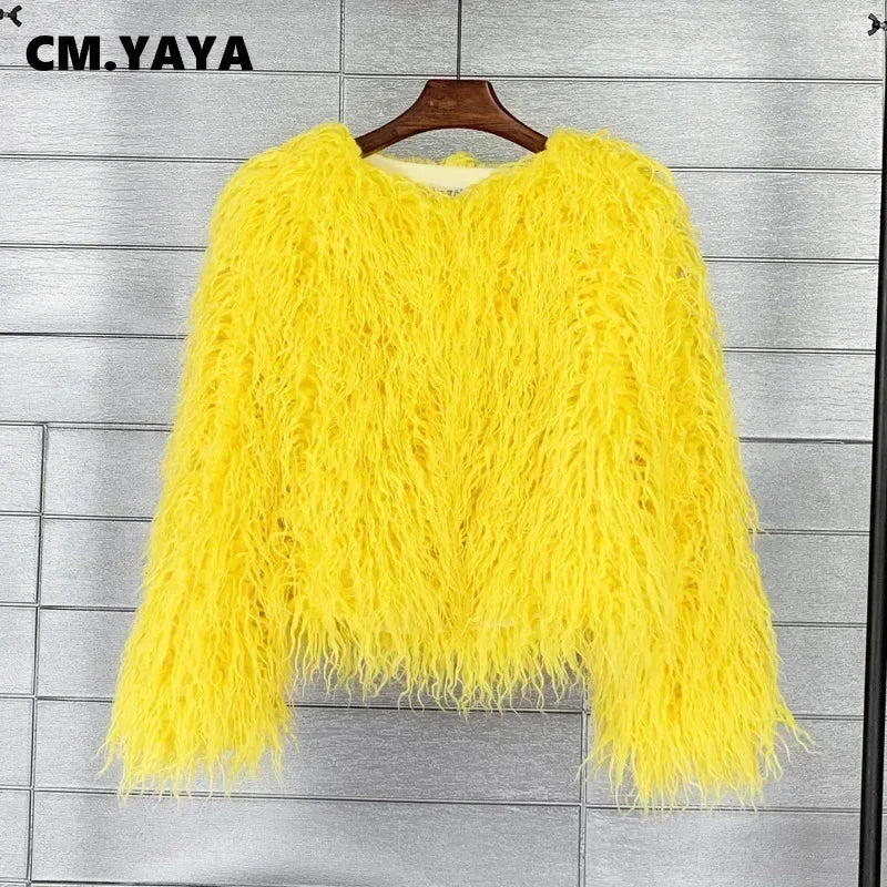 Button-Front Faux-Fur Jacket