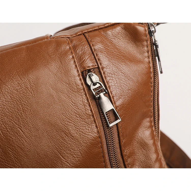 Retro Multi Pocket Crossbody Bag, Soft Synthetic Leather Shoulder Bag, Women's Bag, with Adjustable Shoulder Strap